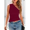 imagePRETTYGARDEN Womens 2025 Summer Y2K Tops Sleeveless One Shoulder Slim Fit Shirts Ruched Knit Asymmetrical Top BlouseWine Red