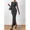 imagePRETTYGARDEN Womens Bodycon Maxi Dress Fall Spring Fashion Long Sleeve Floral Print Tight Fitted Party Club Ruched Dresses01 Polka Dot Black White
