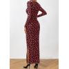 imagePRETTYGARDEN Womens Bodycon Maxi Dress Fall Spring Fashion Long Sleeve Floral Print Tight Fitted Party Club Ruched Dresses01 Polka Dot Red White