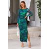 imagePRETTYGARDEN Womens Bodycon Maxi Dress Fall Spring Fashion Long Sleeve Floral Print Tight Fitted Party Club Ruched DressesGreen