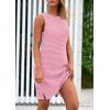 imagePRETTYGARDEN Womens Crochet Coverups 2025 Summer Resort Swimwear Bathing Suit Knit Cover Up Dress Beach Vacation ClothesPink