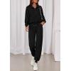 imagePRETTYGARDEN Womens Fall 2 Piece Lounge Sets Zip Up Sweatshirt Jogger Pants Sweat Track Suits Travel Outfit Winter ClothingBlack
