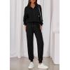 imagePRETTYGARDEN Womens Fall 2 Piece Lounge Sets Zip Up Sweatshirt Jogger Pants Sweat Track Suits Travel Outfit Winter ClothingBlack