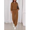 imagePRETTYGARDEN Womens Fall 2 Piece Lounge Sets Zip Up Sweatshirt Jogger Pants Sweat Track Suits Travel Outfit Winter ClothingBrown