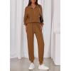 imagePRETTYGARDEN Womens Fall 2 Piece Lounge Sets Zip Up Sweatshirt Jogger Pants Sweat Track Suits Travel Outfit Winter ClothingBrown