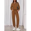 imagePRETTYGARDEN Womens Fall 2 Piece Lounge Sets Zip Up Sweatshirt Jogger Pants Sweat Track Suits Travel Outfit Winter ClothingBrown