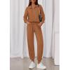 imagePRETTYGARDEN Womens Fall 2 Piece Lounge Sets Zip Up Sweatshirt Jogger Pants Sweat Track Suits Travel Outfit Winter ClothingDark Khaki