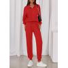 imagePRETTYGARDEN Womens Fall 2 Piece Lounge Sets Zip Up Sweatshirt Jogger Pants Sweat Track Suits Travel Outfit Winter ClothingRed