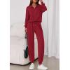 imagePRETTYGARDEN Womens Fall 2 Piece Lounge Sets Zip Up Sweatshirt Jogger Pants Sweat Track Suits Travel Outfit Winter ClothingWine Red