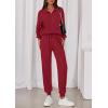 imagePRETTYGARDEN Womens Fall 2 Piece Lounge Sets Zip Up Sweatshirt Jogger Pants Sweat Track Suits Travel Outfit Winter ClothingWine Red