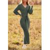 imagePRETTYGARDEN Womens Fall Knit Pullover Sweater Dress Elegant Long Lantern Sleeve V Neck Winter Maxi Bodycon DressesArmy Green