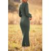 imagePRETTYGARDEN Womens Fall Knit Pullover Sweater Dress Elegant Long Lantern Sleeve V Neck Winter Maxi Bodycon DressesArmy Green