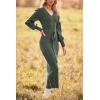 imagePRETTYGARDEN Womens Fall Knit Pullover Sweater Dress Elegant Long Lantern Sleeve V Neck Winter Maxi Bodycon DressesArmy Green