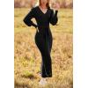 imagePRETTYGARDEN Womens Fall Knit Pullover Sweater Dress Elegant Long Lantern Sleeve V Neck Winter Maxi Bodycon DressesBlack