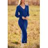imagePRETTYGARDEN Womens Fall Knit Pullover Sweater Dress Elegant Long Lantern Sleeve V Neck Winter Maxi Bodycon DressesBlue