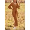 imagePRETTYGARDEN Womens Fall Knit Pullover Sweater Dress Elegant Long Lantern Sleeve V Neck Winter Maxi Bodycon DressesCamel