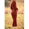 imagePRETTYGARDEN Womens Fall Knit Pullover Sweater Dress Elegant Long Lantern Sleeve V Neck Winter Maxi Bodycon DressesCaramel
