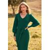 imagePRETTYGARDEN Womens Fall Knit Pullover Sweater Dress Elegant Long Lantern Sleeve V Neck Winter Maxi Bodycon DressesDark Green