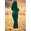 imagePRETTYGARDEN Womens Fall Knit Pullover Sweater Dress Elegant Long Lantern Sleeve V Neck Winter Maxi Bodycon DressesDark Green