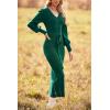 imagePRETTYGARDEN Womens Fall Knit Pullover Sweater Dress Elegant Long Lantern Sleeve V Neck Winter Maxi Bodycon DressesDark Green