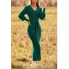imagePRETTYGARDEN Womens Fall Knit Pullover Sweater Dress Elegant Long Lantern Sleeve V Neck Winter Maxi Bodycon DressesDark Green