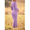 imagePRETTYGARDEN Womens Fall Knit Pullover Sweater Dress Elegant Long Lantern Sleeve V Neck Winter Maxi Bodycon DressesLight Purple