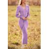 imagePRETTYGARDEN Womens Fall Knit Pullover Sweater Dress Elegant Long Lantern Sleeve V Neck Winter Maxi Bodycon DressesLight Purple