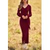 imagePRETTYGARDEN Womens Fall Knit Pullover Sweater Dress Elegant Long Lantern Sleeve V Neck Winter Maxi Bodycon DressesWine Red