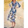 imagePRETTYGARDEN Womens Floral Midi Dress Casual Fall V Neck Long Sleeve Flowy Spring Beach Wedding Guest Vacation DressesBlack Blue Floral