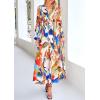 imagePRETTYGARDEN Womens Floral Midi Dress Casual Fall V Neck Long Sleeve Flowy Spring Beach Wedding Guest Vacation DressesBlue Watercolour