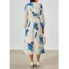 imagePRETTYGARDEN Womens Floral Midi Dress Casual Fall V Neck Long Sleeve Flowy Spring Beach Wedding Guest Vacation DressesBlue White Floral