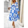 imagePRETTYGARDEN Womens Floral Midi Dress Casual Fall V Neck Long Sleeve Flowy Spring Beach Wedding Guest Vacation DressesBlue White Watercolour