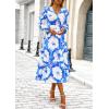 imagePRETTYGARDEN Womens Floral Midi Dress Casual Fall V Neck Long Sleeve Flowy Spring Beach Wedding Guest Vacation DressesBlue White Watercolour
