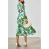 imagePRETTYGARDEN Womens Floral Midi Dress Casual Fall V Neck Long Sleeve Flowy Spring Beach Wedding Guest Vacation DressesGreen