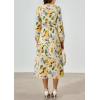 imagePRETTYGARDEN Womens Floral Midi Dress Casual Fall V Neck Long Sleeve Flowy Spring Beach Wedding Guest Vacation DressesGreen Floral