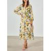 imagePRETTYGARDEN Womens Floral Midi Dress Casual Fall V Neck Long Sleeve Flowy Spring Beach Wedding Guest Vacation DressesGreen Floral
