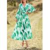 imagePRETTYGARDEN Womens Floral Midi Dress Casual Fall V Neck Long Sleeve Flowy Spring Beach Wedding Guest Vacation DressesGreen Watercolour