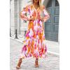 imagePRETTYGARDEN Womens Floral Midi Dress Casual Fall V Neck Long Sleeve Flowy Spring Beach Wedding Guest Vacation DressesMulticolored Print