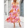imagePRETTYGARDEN Womens Floral Midi Dress Casual Fall V Neck Long Sleeve Flowy Spring Beach Wedding Guest Vacation DressesMulticolored Print