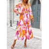 imagePRETTYGARDEN Womens Floral Midi Dress Casual Fall V Neck Long Sleeve Flowy Spring Beach Wedding Guest Vacation DressesMulticolored Print