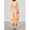 imagePRETTYGARDEN Womens Floral Midi Dress Casual Fall V Neck Long Sleeve Flowy Spring Beach Wedding Guest Vacation DressesOrange Floral