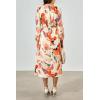 imagePRETTYGARDEN Womens Floral Midi Dress Casual Fall V Neck Long Sleeve Flowy Spring Beach Wedding Guest Vacation DressesOrange Watercolour