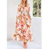 imagePRETTYGARDEN Womens Floral Midi Dress Casual Fall V Neck Long Sleeve Flowy Spring Beach Wedding Guest Vacation DressesPink Watercolour