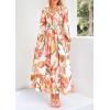 imagePRETTYGARDEN Womens Floral Midi Dress Casual Fall V Neck Long Sleeve Flowy Spring Beach Wedding Guest Vacation DressesPink Watercolour
