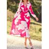 imagePRETTYGARDEN Womens Floral Midi Dress Casual Fall V Neck Long Sleeve Flowy Spring Beach Wedding Guest Vacation DressesRose Red Floral