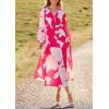 imagePRETTYGARDEN Womens Floral Midi Dress Casual Fall V Neck Long Sleeve Flowy Spring Beach Wedding Guest Vacation DressesRose Red Floral