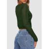 imagePRETTYGARDEN Womens Long Sleeve Sheer Crop Tops Boat Neck See Through Cover Up with Spaghetti Strap Camisole 2 Piece BlousesArmy Green