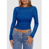 imagePRETTYGARDEN Womens Long Sleeve Sheer Crop Tops Boat Neck See Through Cover Up with Spaghetti Strap Camisole 2 Piece BlousesBlue