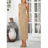 imagePRETTYGARDEN Womens Maxi Dress 2025 Summer Spaghetti Wedding Guest Long Resort Wear Casual Bodycon Sun DressesKhaki