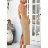 imagePRETTYGARDEN Womens Maxi Dress 2025 Summer Spaghetti Wedding Guest Long Resort Wear Casual Bodycon Sun DressesKhaki